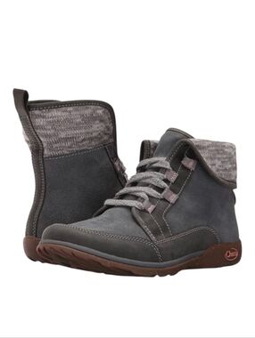 Chaco Barbary ankle boot gray suede leather lace up women's size 10